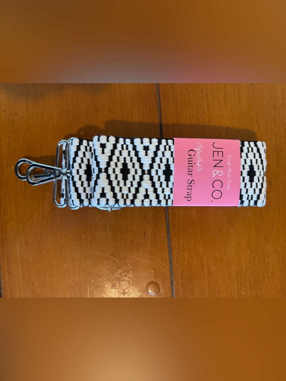 JEN & CO. Black and White Patterned Guitar Strap for Women